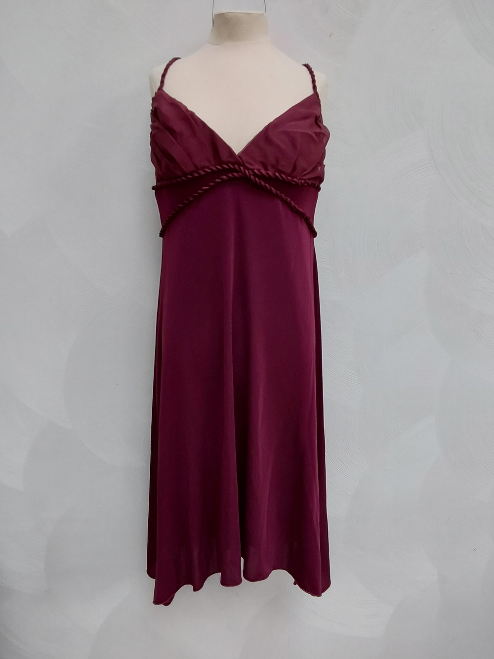 Bebe Dancing Girl Slip Dress Burgundy Small Low Rope Back